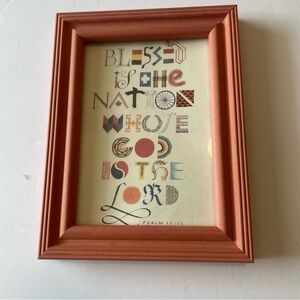 Framed Inspirational Wall Art with Psalm Verse Nation Flags